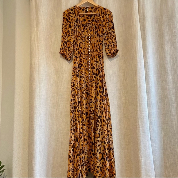 Spell Wild Ones Amber Gown Maxi Dress Leopard XS - Picture 2 of 6